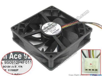121197 Sanyo Denki 9S0912P4F011 Server - Square Fan sq92x92x25, 4-wire, 12V 0.17A Sanyo Denki 9S0912P4F011 Server - Square Fan 