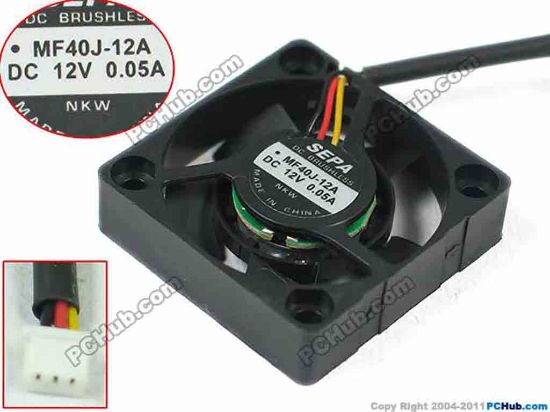 121229 SEPA MF40J-12A Server - Square Fan sq40x40x10, w20x3x3, 12V 0.05A SEPA MF40J-12A Server - Square Fan 