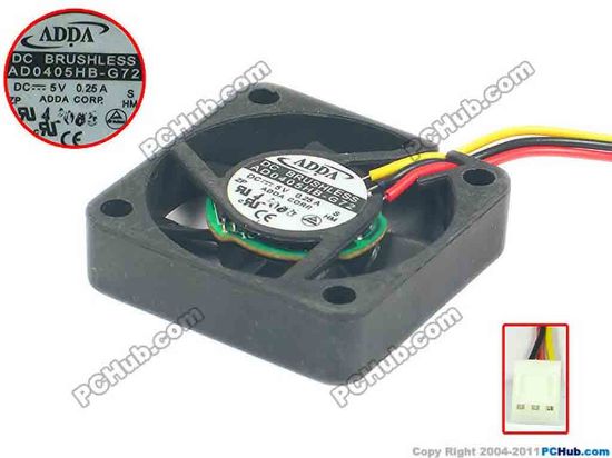 121255 ADDA AD0405HB-G72 Server - Square Fan S, sq40x40x10, 3-wire, 5V 0.25A ADDA AD0405HB-G72 Server - Square Fan 