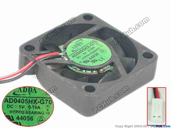 121257 ADDA AD0405HX-G70 Server - Square Fan X8J, sq40x40x10, w120x2x2, 5V 0.19A ADDA AD0405HX-G70 Server - Square Fan 