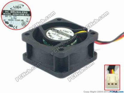 121260 ADDA AD0412HB-C52 Server - Square Fan S, sq40x40x20, 3-wire, 12V 0.15A ADDA AD0412HB-C52 Server - Square Fan 