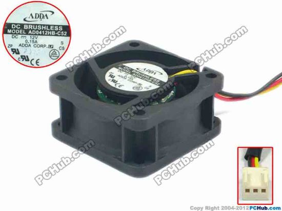 121260 ADDA AD0412HB-C52 Server - Square Fan S, sq40x40x20, 3-wire, 12V 0.15A ADDA AD0412HB-C52 Server - Square Fan 