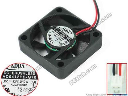 121262 ADDA AD0412HB-G70 Server - Square Fan 8J, S, CS, sq40x40x10, 2-wire, 12V 0.10A ADDA AD0412HB-G70 Server - Square Fan 