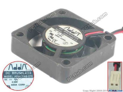 121266 ADDA AD0412MB-G70 Server - Square Fan 8C, S, sq40X40X10, 2-wire, 12V 0.08A ADDA AD0412MB-G70 Server - Square Fan 