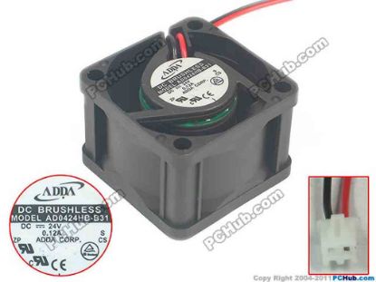 121271 ADDA AD0424HB-B31 Server - Square Fan S, sq40x40x28, 2-wire,24V 0.12A ADDA AD0424HB-B31 Server - Square Fan 