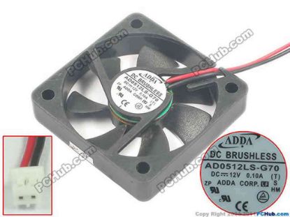 121276 ADDA AD0512LS-G70 Server - Square Fan T, S, sq50x50x10, w40x2x2, 12V 0.10A ADDA AD0512LS-G70 Server - Square Fan 