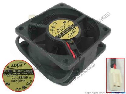 121280 ADDA AD0612HB-A70GL Server - Square Fan G, T, sq60x60x25, 2-wire, 12V 0.23A ADDA AD0612HB-A70GL Server - Square Fan 