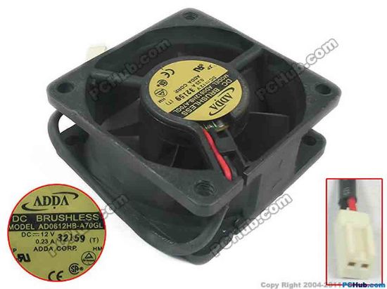 121280 ADDA AD0612HB-A70GL Server - Square Fan G, T, sq60x60x25, 2-wire, 12V 0.23A ADDA AD0612HB-A70GL Server - Square Fan 