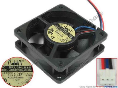 121285 ADDA AD0612MB-C76GL Server - Square Fan T, HM, sq60x60x25, w40x3x3, 12V 0.13A ADDA AD0612MB-C76GL Server - Square Fan 