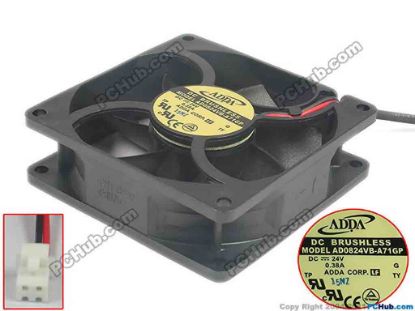 121315 ADDA AD0824VB-A71GP Server - Square Fan G, 2-wire, 24V 0.38A ADDA AD0824VB-A71GP Server - Square Fan 