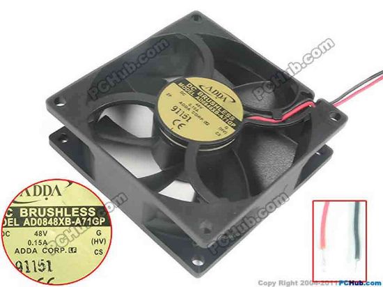 121318 ADDA AD0848XB-A71GP Server - Square Fan G, HV, sq80X80X25, 2-wire, 48V 0.15A ADDA AD0848XB-A71GP Server - Square Fan 