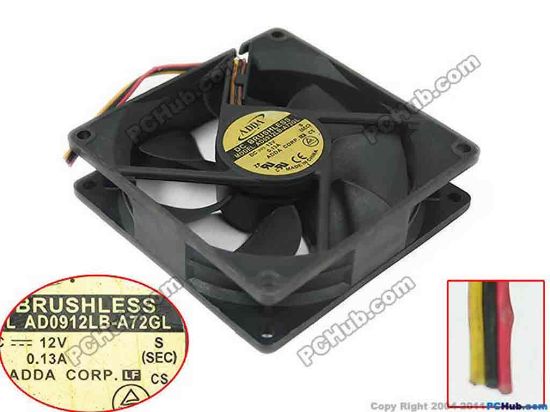 121320 ADDA AD0912LB-A72GL Server - Square Fan SEC, S, sq90x90x25, 3-wire, 12V 0.13A ADDA AD0912LB-A72GL Server - Square Fan 