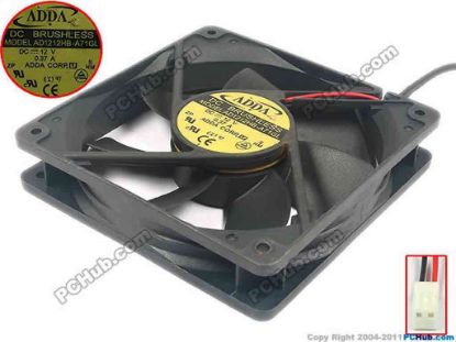 121327 ADDA AD1212HB-A71GL Server - Square Fan S, T, CS, sq120x120x25, 2-wire, 12V 0.37A ADDA AD1212HB-A71GL Server - Square Fan 