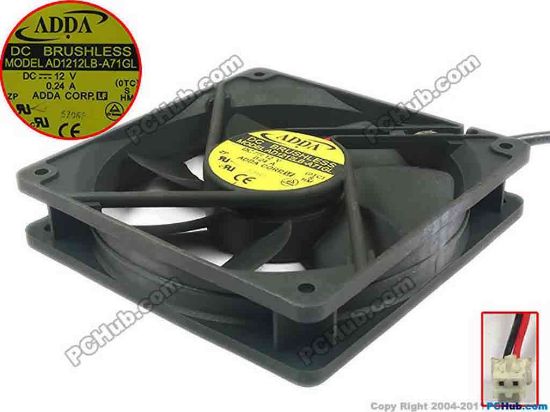121328 ADDA AD1212LB-A71GL Server - Square Fan S, OTC, sq120x120x25, w100x2x2, 12V 0.24A ADDA AD1212LB-A71GL Server - Square Fan 
