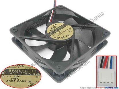 121331 ADDA AD1212XB-A7BGL Server - Square Fan G, sq120x120x25, 4-wire, 12V 0.65A ADDA AD1212XB-A7BGL Server - Square Fan 