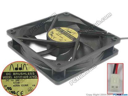 121332 ADDA AD1224MB-A74GL Server - Square Fan sq120x120x25, 2-wire, 24V 0.13A ADDA AD1224MB-A74GL Server - Square Fan 