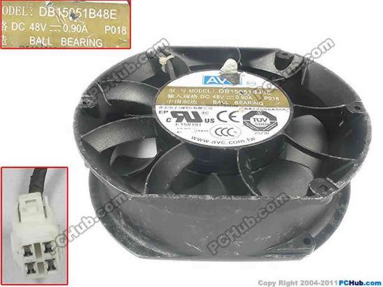 121363 AVC DB15051B48E Server - Round Fan 008, sq172x172x51, 48V 0.90A AVC DB15051B48E Server - Round Fan 
