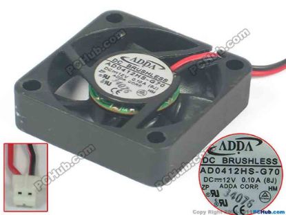 121392 ADDA AD0412HS-G70 Server - Square Fan T, sq40x40x10, 2-wire, 12V 0.10A ADDA AD0412HS-G70 Server - Square Fan 