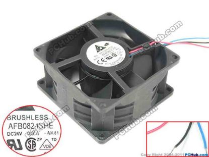 121412 Delta Electronics AFB0824SHE Server - Square Fan AK41, sq80x80x38, 3-wire, 24V 0.56A Delta Electronics AFB0824SHE Server - Square Fan