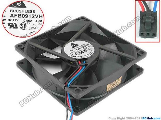 121414 Delta Electronics AFB0912VH Server - Square Fan R00, 90x90x25, w80x3x3, 12V 0.60A Delta Electronics AFB0912VH Server - Square Fan 