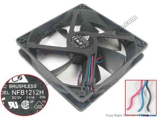 121453 Delta Electronics NFB1212H Server - Square Fan F00, sq120x120x25, 3-wire, 12V 0.41A Delta Electronics NFB1212H Server - Square Fan 