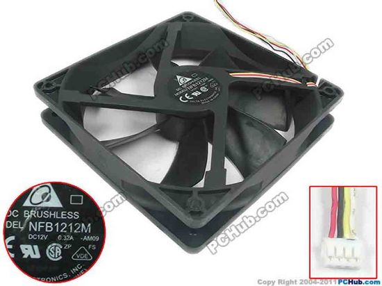 121454 Delta Electronics NFB1212M Server - Square Fan AM09, sq120x120x25, w60x4x4, 12V 0.32A Delta Electronics NFB1212M Server - Square Fan