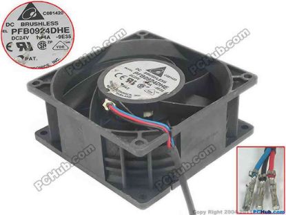 121462 Delta Electronics PFB0924DHE Server - Square Fan 9E35, sq90x90x38, 3-wire, 24V 1.74A Delta Electronics PFB0924DHE Server - Square Fan 