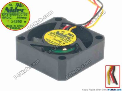 121602 Nidec DF310RI05LC-02 Server - Square Fan sq30x30x10, 3-wire 5V 0.10A Nidec DF310RI05LC-02 Server - Square Fan 