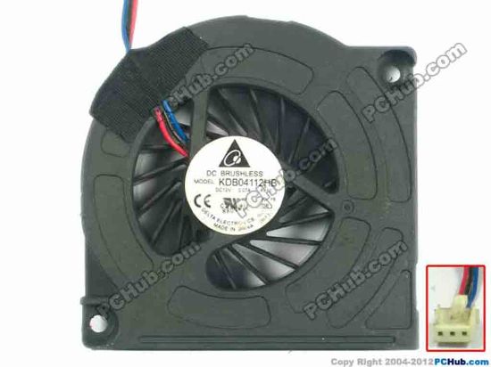 122759 Delta Electronics KDB04112HB Cooling Fan  -F810, w590x3x3, 12V 0.07A, Bare fan Delta Electronics KDB04112HB Cooling Fan