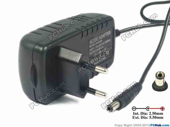 123013 PCH OEM Power AC Adapter 5V-12V 9V 2A, 5.5/2.5mm, EU 2-Pin Plug   PCH OEM Power AC Adapter 5V-12V 