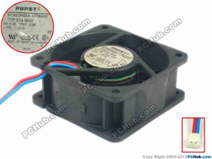 123310 ebm-papst  TYP 614 NHH Server - Square Fan TYP614NHH, sq60x60x25, w290x2x2, 24V 125mA 3.0W ebm-papst  TYP 614 NHH Server - Square Fan 