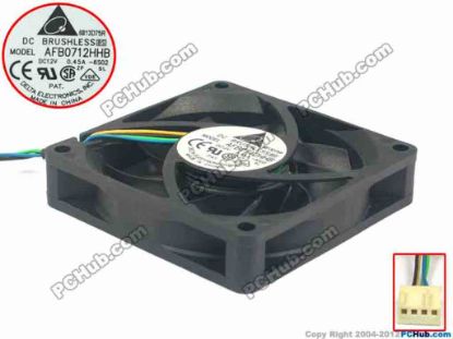 123546 Delta Electronics AFB0712HHB Server - Square Fan -6S02, sq70x70x15, w170x4x4, 12V 0.45A Delta Electronics AFB0712HHB Server - Square Fan 