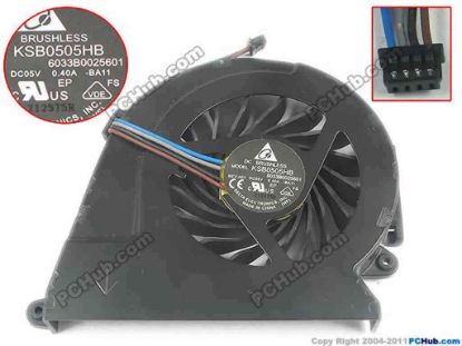 124222 Delta Electronics KSB0505HB Cooling Fan  -BA11, DC5V 0.40A, Bare fan Delta Electronics KSB0505HB Cooling Fan  