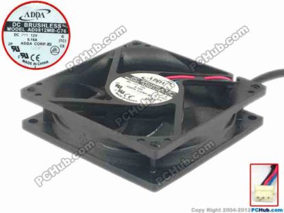 124437 ADDA AD0812MB-C76 Server - Square Fan G, sq80x80x25, w175x3x3, 12V 0.16A ADDA AD0812MB-C76 Server - Square Fan 