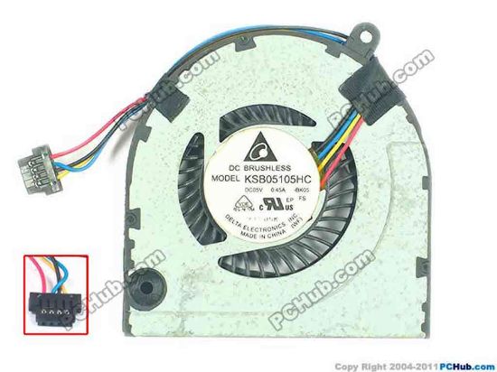 124592 Delta Electronics KSB05105HC Cooling Fan  -BK05, w60x4x4, 5V, 0.45A, Bare fan Delta Electronics KSB05105HC Cooling Fan  