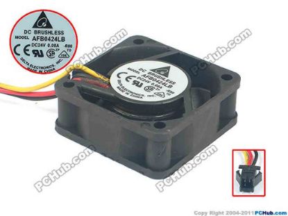 124964 Delta Electronics AFB0424LB Server - Square Fan R00, sq40x40x15, 3-wire, 24V 0.08A Delta Electronics AFB0424LB Server - Square Fan 