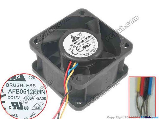 124966 Delta Electronics AFB0512EHN Server - Square Fan 9A06, sq50x50x28, 4-wire, 12V 0.88A Delta Electronics AFB0512EHN Server - Square Fan