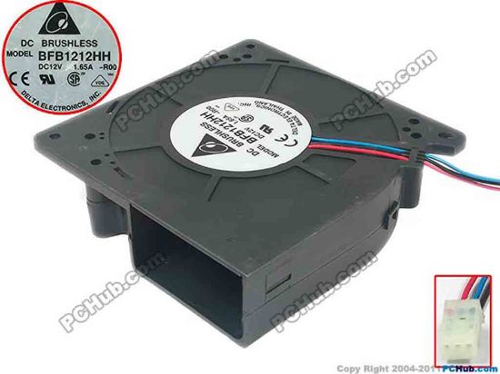 125018 Delta Electronics BFB1212HH Server - Blower Fan -R00, bw120x120x32, w250x3x3, 12V 1.65A Delta Electronics BFB1212HH Server - Blower Fan 