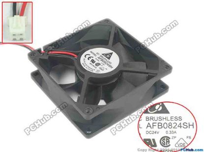 125029 Delta Electronics AFB0824SH Server - Square Fan sq80x80x25, 2-wire, 24V 0.33A Delta Electronics AFB0824SH Server - Square Fan 