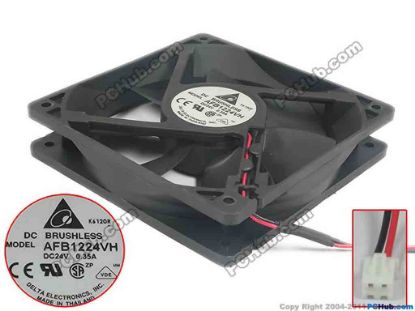 125062 Delta Electronics AFB1224VH Server - Square Fan sq120x120x25, 2-wire, 24V 0.35A Delta Electronics AFB1224VH Server - Square Fan 
