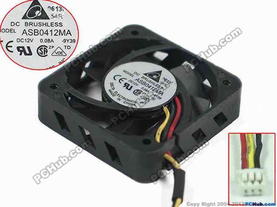 125071 Delta Electronics ASB0412MA Server - Square Fan 9Y39, sq40x40x10, 3-wire, 12V 0.08A Delta Electronics ASB0412MA Server - Square Fan 