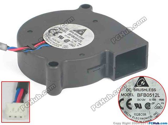 125090 Delta Electronics BFB0512L Server - Blower Fan R00, bw51x51x15, 4-wire, 12V 0.10A Delta Electronics BFB0512L Server - Blower Fan 
