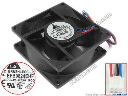 125126 Delta Electronics EFB0824EHF Server - Square Fan ROO, sq80x80x32, 3-wire, 24V 0.35A Delta Electronics EFB0824EHF Server - Square Fan 