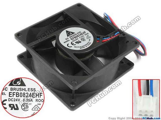 125126 Delta Electronics EFB0824EHF Server - Square Fan ROO, sq80x80x32, 3-wire, 24V 0.35A Delta Electronics EFB0824EHF Server - Square Fan 