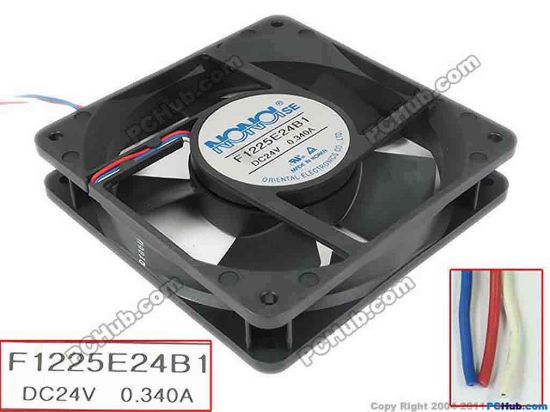 125201 NONOISE F1225E24B1 Server - Square Fan sq120x120x25, 3-wire, 24V 0.34A NONOISE F1225E24B1 Server - Square Fan 
