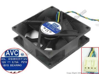 125249 AVC DS08025T12U Server - Square Fan P210, sq80x80x25, 4-wire, 12V 0.70A AVC DS08025T12U Server - Square Fan 