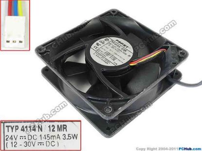 125261 ebm-papst TYP 4114 Server - Square Fan sq120x120x38, w60x3x3, 24V 0.145A ebm-papst TYP 4114 Server - Square Fan 
