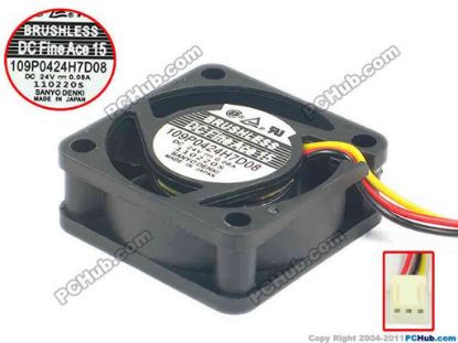 125311 Sanyo Denki 109P0424H7D08 Server - Square Fan sq40x40x15, w150x3x3, 24V 0.08A Sanyo Denki 109P0424H7D08 Server - Square Fan 