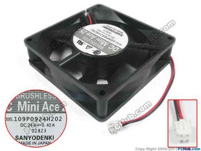 125338 Sanyo Denki 109P0924H202 Server - Square Fan sq90x90x25, 2-wire, 24V 0.40A Sanyo Denki 109P0924H202 Server - Square Fan 