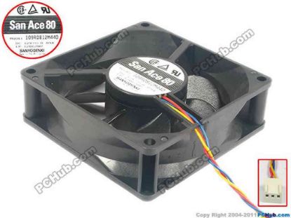 125370 Sanyo Denki 109R0812M440 Server - Square Fan sq80x80x25, 3-wire, 12V 0.09A Sanyo Denki 109R0812M440 Server - Square Fan 